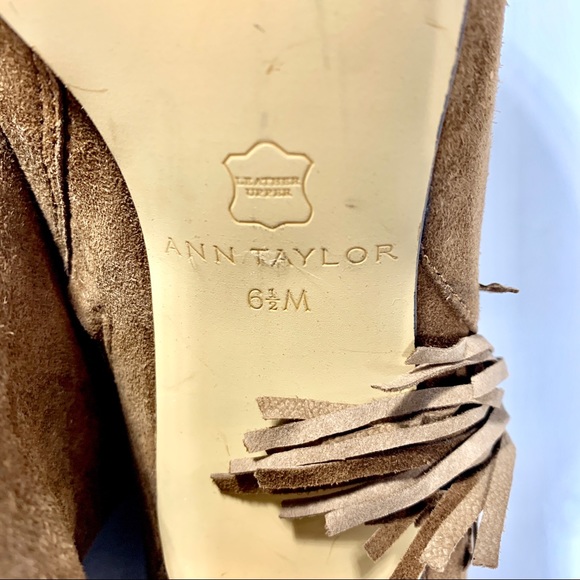 Ann Taylor suede brown Booties heels with tassels - Picture 5 of 7